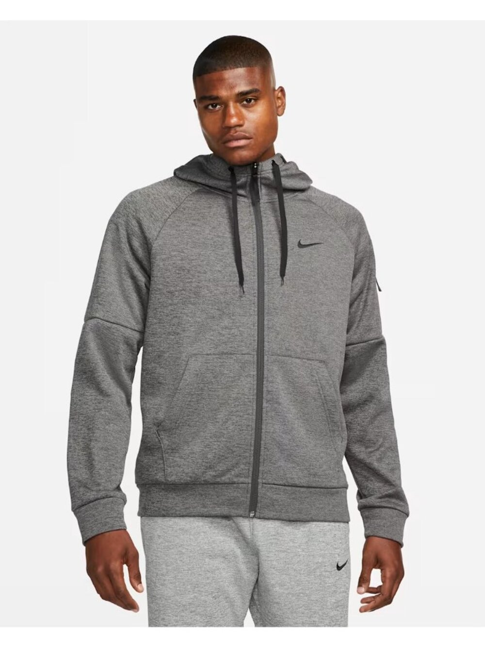 Nike Therma-Fit Hoodie Men's Size L Gray Full Zip Fleece Sweatshirt DQ4830-063